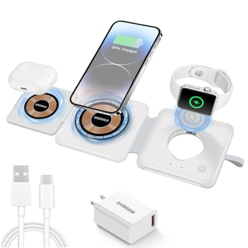 HAOHIYO 3 in 1 Magnetic Wireless Charger for iPhone, 20W Foldable Fast Charging Station for Apple, Samsung Multiple Devices