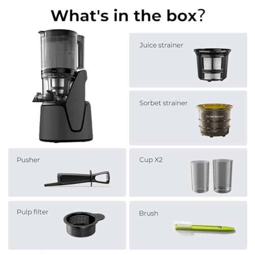 EanOruus Juicer Machines, 3-in-1 Cold Press Juicer with 6.5" Extra Large Chute, 100oz Large Capacity, AC Motor, Makes Juice, Nut Milk & Sorbet, brown 14