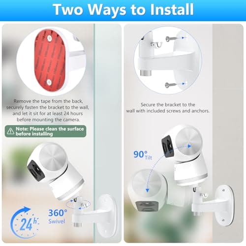 Security Camera Mount for eufy Indoor Cam S350, Adjustable Baby Monitor Wall Mount for eufy E20/E21, Other Cameras with 1/4 Threaded Hole, No Drilling Mounting Bracket for Pet/Dog/Baby Camera 6