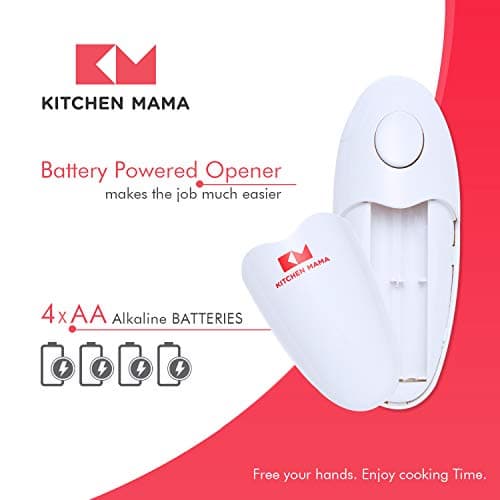 Kitchen Mama Auto Electric Can Opener: Open Your Cans with A Simple Press of Button - Automatic, Hands Free, Smooth Edge, Food-Safe, Battery Operated, YES YOU CAN (White) 6