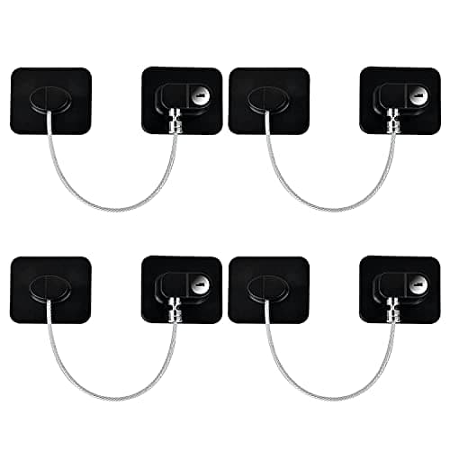 YEYA Upgraded Refrigerator Locks 4 Pack, Baby Proof Cabinet Locks with Keys, Safety Cabinets Door for Toddler