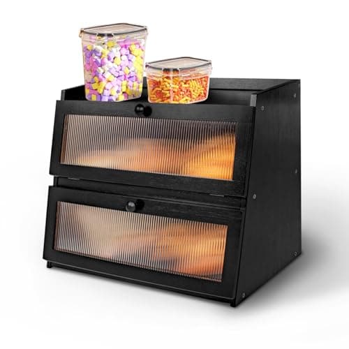 ZenKitch Pure Bamboo Bread Box, Roomy Bread Storage Container, Keeps Homemade Bread Fresh and soft, Easy to Assembly Breadbox for Kitchen Countertop