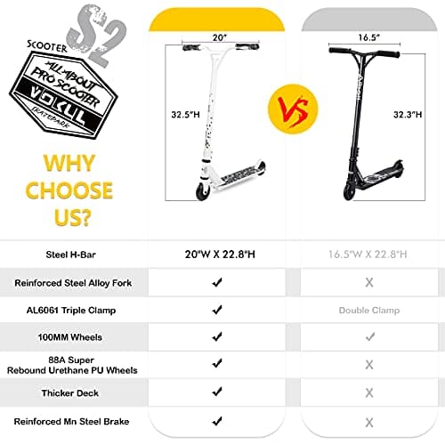 VOKUL Pro Trick Scooter for Kids 6 Years Up & Teens - Stylish Entry Level Stunt Freestyle Scooter with Stable Performance for Boys,Girls(New/Black) 8