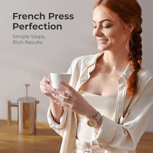 MuellerLiving French Press Coffee Maker 20oz, Stainless Steel French Press Coffee, 4 Filter Heat Resistant Double Insulated, Rust-Free, Food Grade, Dishwasher Safe Coffee Pot 8