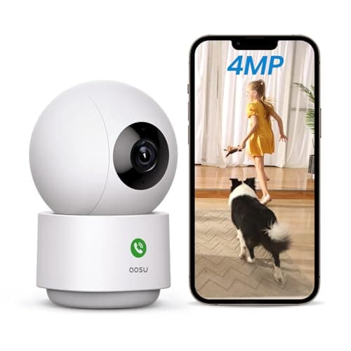 aosu 4MP Security Camera Indoor, 2.5K Baby Monitor Pet Camera 360° for Home Security, WiFi Camera with 5/2.4 GHz Wi-Fi, One-Touch Call, Smart Motion Tracking, IR Night Vision, Compatible with Alexa