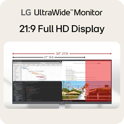 LG 34U530A-W 34-inch UltraWide WFHD (2560 x 1080) IPS Wide Computer Monitor, 100Hz, VESA DisplayHDR 400, HDMI, DisplayPort, USB Type-C, Tilt/Height/Swivel Stand, White 2