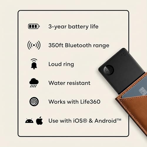 Life360 Tile Slim - Wallet Finder, Bluetooth Tracker and Item Locator for Luggage Tags, Passports and More. Both iOS and Android Compatible. Phone Finder. 1-Pack (Black) 8