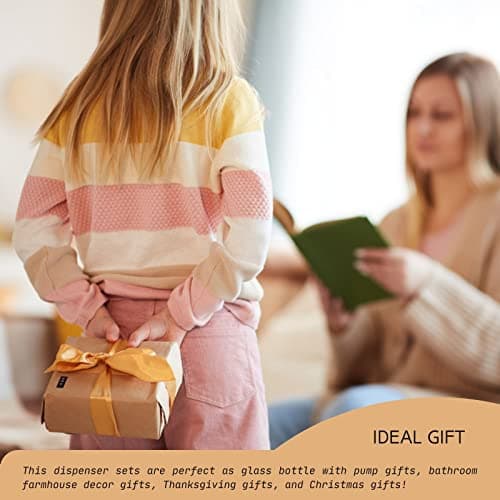 Glass Soap Dispenser Set. Hand and Dish with Bamboo Tray. Vintage Pump for Kitchen Drain Outlet Bathroom. Stylish Permanent Labels (Matte Black) 6