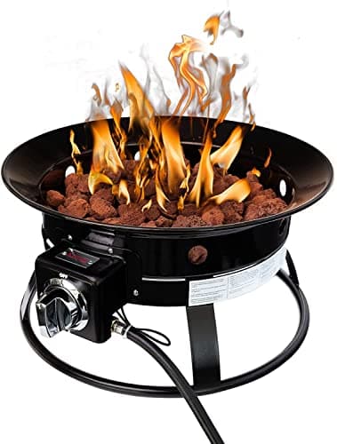 LOKINGRISE 20" Portable Propane Fire Pit for Camping with Carrying Strap, 52,000 Btu, Portable Campfire, Smokeless Fire Pit, Outdoor Heater Propane Gas Fire Pit