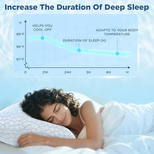 Cooling Pillow King Size Set of 2, Adjustable Bed Pillows for Sleeping, Luxury Shredded Memory Foam Pillows King 2 Pack,Adjustable Pillow for Side,Back,Stomach Sleepers,Soft Yet Supportive Firm Pillow 6