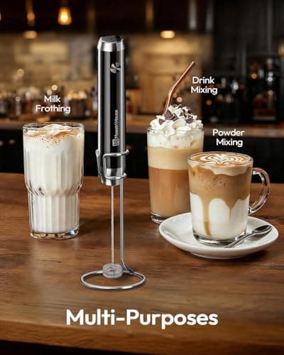 Maestri House Rechargeable Milk Frother with Stand, LunaFro Handheld Electric Foam Maker Waterproof Detachable Stainless Steel Whisk Drink Mixer Foamer for Lattes, Cappuccino 7