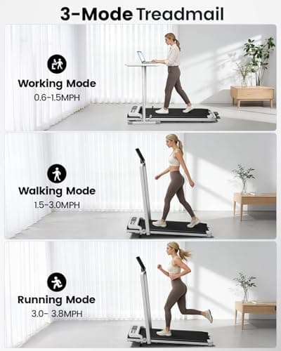 Yagud Walking Pad Treadmill with Handlebar and Incline, Anti-Slip Compact Under Desk Treadmill with Remote Control, 2.5HP Walking Jogging Running Machine for Home Office, Folding Quiet Portable 6