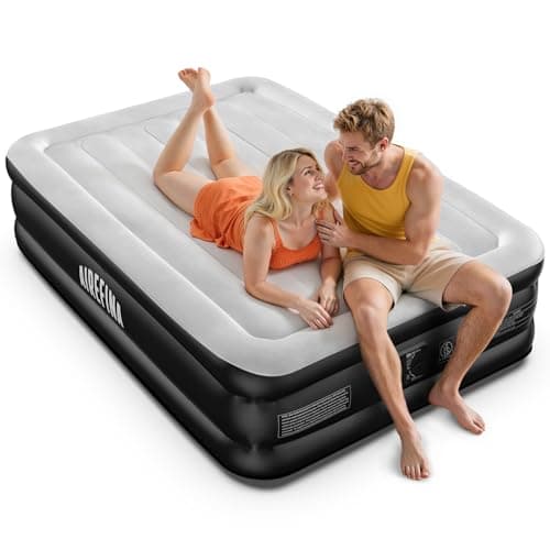Airefina Air Mattress Full with Built in Pump for Guest Ungraded Blow Up Inflatable Mattress Type-0 Technology Air Coil 18" Full Size Airbed 3-Min Self Inflating with Carrying Bag Colchones Inflables