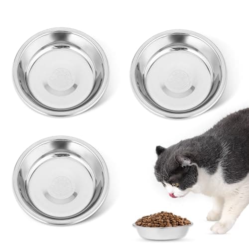 3Pcs Stainless Steel Cat Bowl, 5.5 Inch Metal Cat Food Bowl, Cat Bowls Whisker Friendly, Shallow Wide Flat Cat Food Bowls, Replacement Basic Cat Plates, Metal Basic Cat Bowls, Small Cat Bowls Wet Food