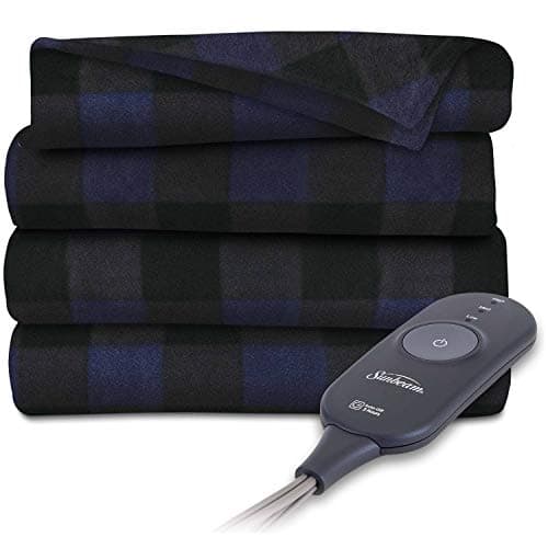 Sunbeam Heated Throw Blanket (Navy Plaid)