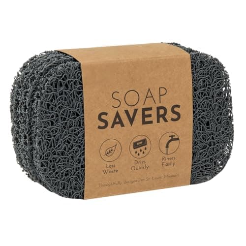 S&T INC. Bar Soap Holder for Kitchen, Bathroom, and Soap Dish, 4 Pack, Dark Grey, 2.9 inches by 4.4 inches