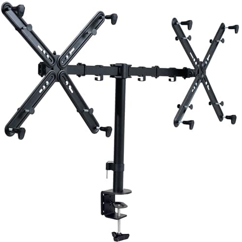 VIVO Non-VESA Dual Monitor Arm Desk Mount with VESA Adapter Brackets, Holds 2 LCD LED Screens up to 32 inches without VESA Holes, Fully Adjustable Stand with C-Clamp, Grommet Base, Black, STAND-V002VA