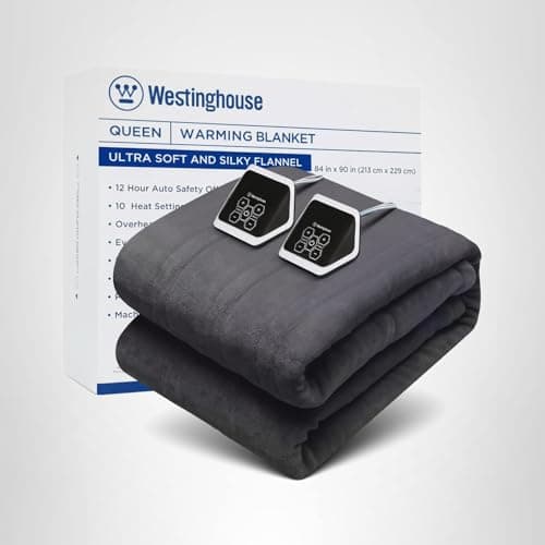 Westinghouse Queen Size Electric Heating Blanket, 10 Levels, Auto Shut Off, Fast Heating, Machine Washable (Queen, 84x90 Inches, Charcoal) 8