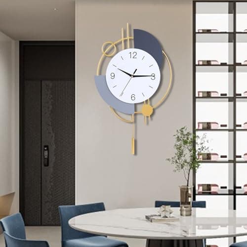 Dankeit Wall Clock, Silent Quality Quartz Battery Operated with Pendulum, Large Wall Clock for Living Room Kitchen Home Bathroom Bedroom Wall Decor,13x21.65inch(Golden) 7