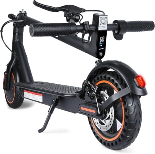 Electric Scooter Adults, Peak 500W, Max 19 Mph Speed, 19 Miles Long Range, 8.5 Inch Solid Tires, Portable Folding E-Scooter for Commuting with Dual Brakes, APP Control & Front & Rear Lights