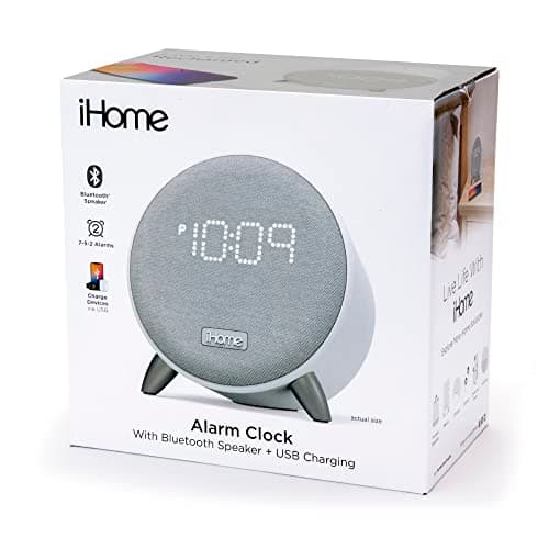 iHome Bluetooth Alarm Clock with 5W USB Charger, Dimmable LED Clock Display and Dual Alarms, Ideal for Bedroom, Home Office and Dorm Room 5