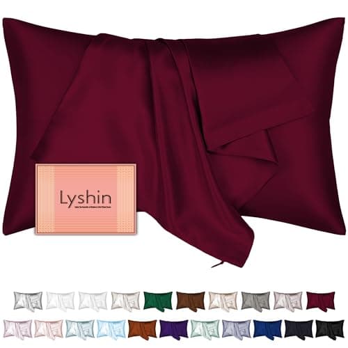 Mulberry Silk Pillow Cases Standard Size with Hidden Zipper, Ultra Smooth and Soft Breathable Cooling Silk Satin Pillowcase for Hair and Skin, Gifts for Women Men (Burgundy Red, 20x26 Inches, 1 Pack)