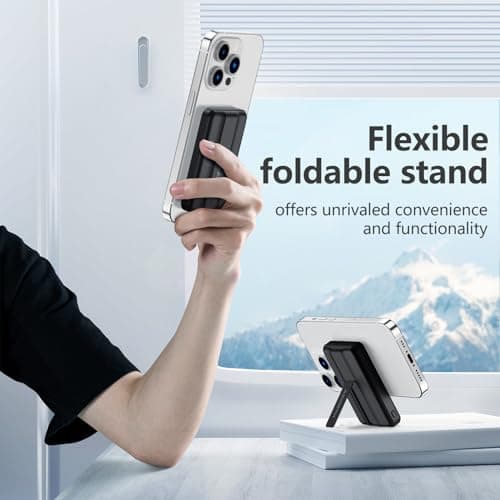 Azmuth Wireless Portable Charger with Stand, Slim 10000mAh Magnetic Power Bank for Magsafe, 22.5W Fast Charging Battery Pack Compatible with iPhone 17/16/15/14/13/12 Series 7