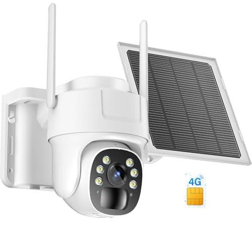 KKB 4G LTE Cellular Solar Security Cameras Wireless Outdoor, No WiFi Security Camera Built-in SIM Card, Unlimited Data, 2K HD Cam Color Night Vision, 355° Live View, PIR Motion Sensor, 2-Way Audio