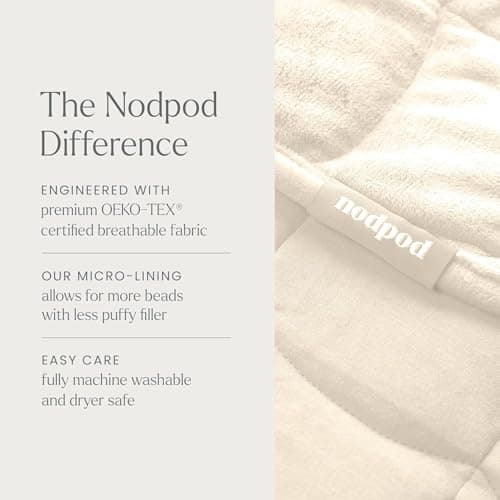 nodpod Body 6.5lb Patented Compact Weighted Blanket I Perfect for Relaxation, Sleeping & Travel l I Glass Bead Filled, Machine Washable (29" x 24") - Bone 6