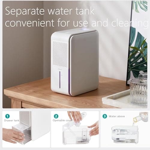 3 in 1 Dehumidifier, Humidifier & Aroma Diffuser with Air Combo One - 39Oz, Small Auto Purifier Humidity Control Quiet 27db Multifuctional Colorful Mist,for Bedroom/Bathroom/Bome/Basement(350 sq.ft) 8