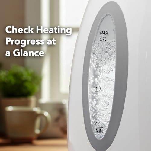 OVENTE Electric Kettle, 1.7L Fast Boiling Water Heater for Coffee or Tea, BPA Free with Water Level Gauge, Auto Shut-Off, Boil-Dry Protection, Indicator Light and Removable Filter, White KP72W 7