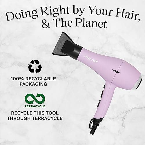 Eva NYC Healthy Heat Pro-Lite Dryer, Styling Hair Dryer, Lightweight Blow Dryer w/Far-Infrared, 2-Speed & 3-Heat Blowdryers for Hair, Hair Dryer with Diffuser & Concentrator, Lavender 5