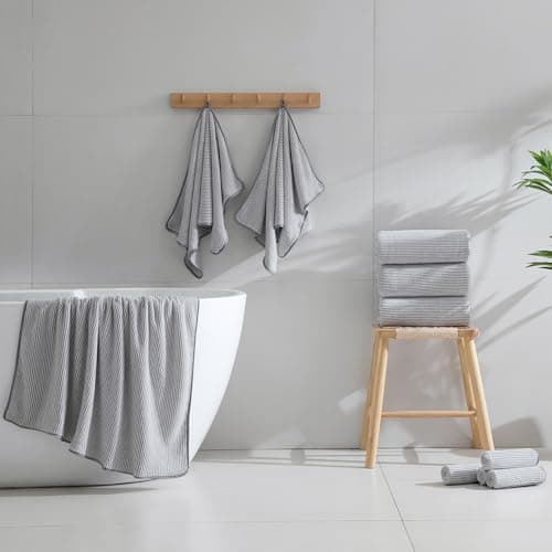 4 Piece Bath Towel Set 35"x70"Oversized Bath Towel for Bathroom Ultra Soft Fluffy Extra Large Bath Sheet Luxury Premium Bathroom Towel Highly Absorbent Quick Dry Shower Towel for Hotel Spa,Grey 9