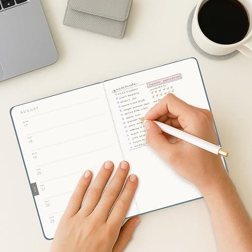 And Per Se 2026 Planner-Daily, Weekly & Monthly Leather Hardcover Planner, 5.7" x 8", Daily Schedule, 100 GSM Thick Paper, Back Pocket(Dark Blue) 6