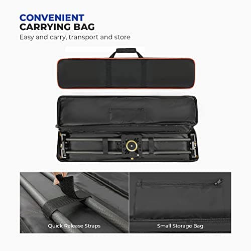 LimoStudio (Upgraded) 31.5 in Carbon Fiber Camera Slider, 80cm Dolly Track Rail, Smooth Bearing Stabilizer, Height Adjustable, Spirit Level, AGG1980 7