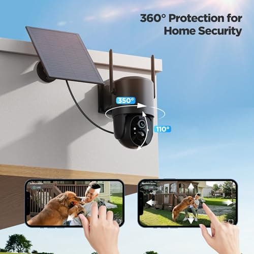 YUPBOE Security Cameras Wireless Outdoor Solar: Battery Cameras for Home Security WiFi Camera Outdoor Surveillance Camera PTZ 360° CCTV Cam System with Floodlight Color Night Vision PIR Sensor 7