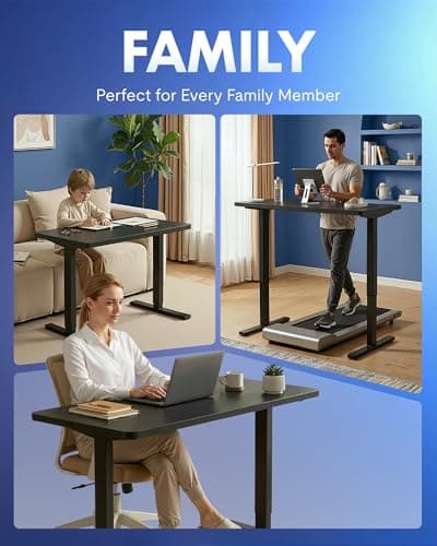 FLEXISPOT EN1 One-Piece Standing Desk, 48"x24" Seamless Desktop Electric Height Adjustable for Home Office, Study Rooms & Multi-Device Workstations, Black 6