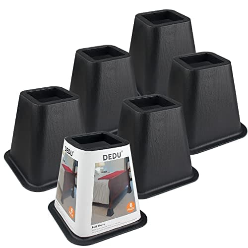 DEDU Bed Risers 6 Inch Heavy Duty 6 Pack, Furniture Risers for Sofas Oversized, Bed Furniture Risers with Non-Slip Pad Supports Up to 2200 Lbs for Bed, Couch, Desk, Chair (Black)