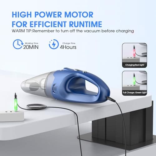YOOHI Lightweight Small Vacuum Cleaner Cordless – 6000Pa Mini Hand Held Vacuum, LED Light, 20–25 Mins Runtime, USB Charging, 500ML Cup – Handheld Vacuum Cordless Rechargeable for Car/Office/Home 6