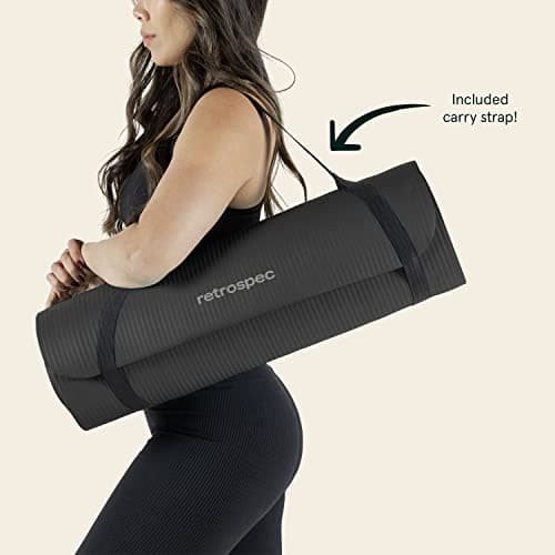 Retrospec Solana Yoga Mat 1" Thick With Nylon Carry Strap for Men & Women - Non Slip Exercise Mat for Home Yoga, Pilates, Stretching, Floor & Fitness Workouts 7