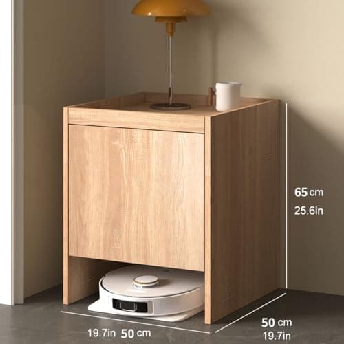 Nordivo Robot Vacuum Stand Cabinet,Storage Cabinet with Doors and Drawers for Robot Vacuum Cleaner,Wood Bathroom Cabinet,Side Table for Living Room, Home Office(Brown,H65cm/25.6in) 6