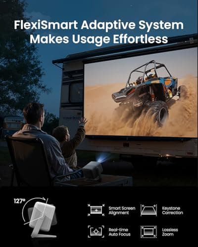 JMGO N1S 4K Smart Portable Projector, Triple Laser, 1100 ISO Lumens, Gimbal Instant Auto Focus, Google TV, Netflix, 110% BT.2020, Wi-Fi 6, HDR10, 10W Dolby Audio, Blu-ray 3D, 200" for Home, Outdoor. 5