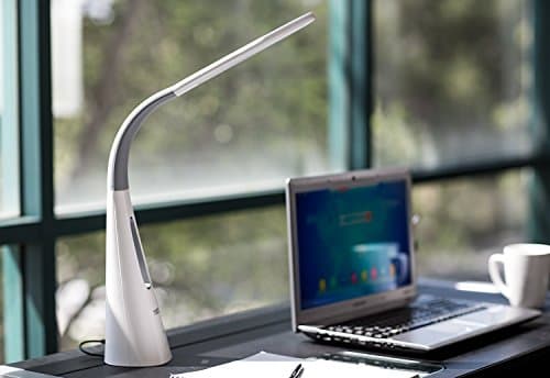 Turcom LED Desk Lamp with Fan, Cool Breeze Lamp with Bladeless Fan with Adjustable Neck, 3 Speeds and 5 Brightness Levels, White 5