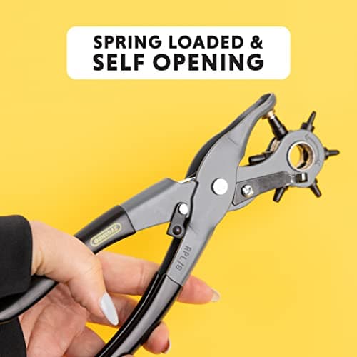 General Tools Leather Hole Punch Tool - 6 Multi-Hole Sizes for Leather, Rubber, & Plastic - Hobbies & Crafts 8.5 inches 5