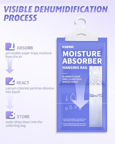 Ksend Moisture Absorbers 10 Pack, 9.8 Oz Compact Dehumidifier Bags & Packs, Moisture Hanging Bag, Humidity Absorbers, Closet Deodorizer Against Musty Odors, 11.8'' x 6.3'' 5