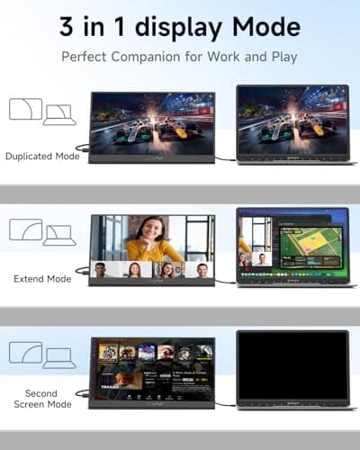 AYY 15.6" Portable Monitor 1080P FHD IPS Screen Extender with USB-C & HDMI for Laptop, PC, Mac, Phone, PS4, Xbox, Switch, VESA Mount, Dual Speakers, Headphone Jack-Black (1080P 60HZ Black) 3