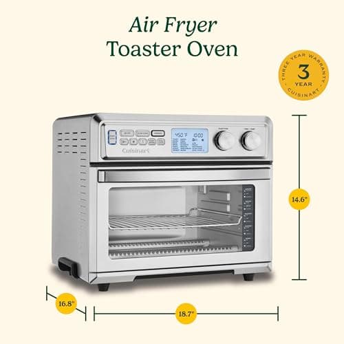 Cuisinart Air Fryer Toaster Oven with Extra-Large Capacity, 1800W Stainless Steel Oven with Digital Display, Bake, Broil, Roast & Air Fry Options, Adjustable Temperature, TOA-95NAS 7