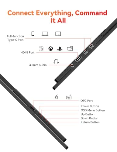 HotYeah 23.8" 100Hz Portable Monitor, 1080P FHD 100% sRGB IPS USB-C HDMI Large External Monitor, Home Gaming 2nd Screen w/180° Adjustable Kickstand for MacBook, Laptop, PC, Phone, Tablet, Switch, PS5 6