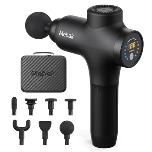 Mebak 3 Massage Gun, Massage Gun Deep Tissue for Athletes, Professional Muscle Percussion Massager, Massager for Shoulder Leg Back Body Pain Relief, Quiet Portable Sport Tool, Gifts for Him