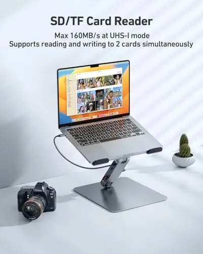 BENFEI Laptop Stand with USB C 7in1 Docking Station,HDMI 4K@60Hz,1*SD 1*Micro SD,100W Power Delivery,10Gbps 1*USB C 3.2 and 2*USB A 3.2 Compatible with MacBook Pro/Air, iPad Pro, XPS, Thinkpad 6